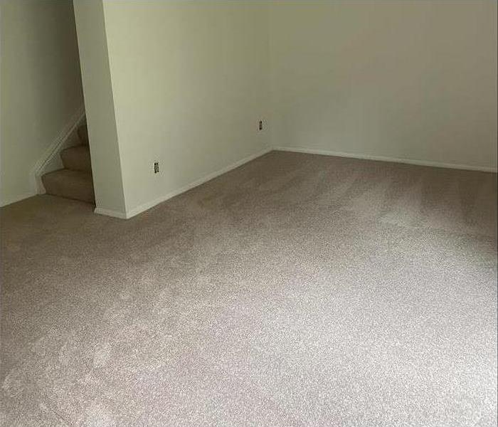 Reinstalled carpet and drywall